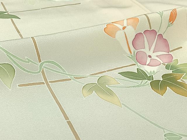 平和屋着物▽訪問着 単衣 朝顔 正絹 逸品 AABH5607jh