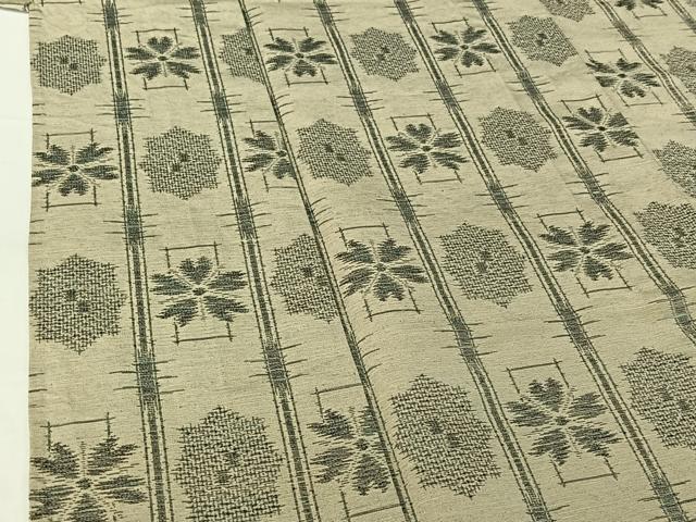 平和屋着物▽上質な紬 単衣 幾何学花文 正絹 逸品 AABH5617jh