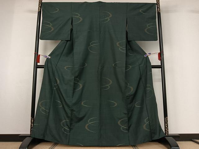 平和屋着物▽上質な紬 単衣 流水文 正絹 逸品 AABH5619jh