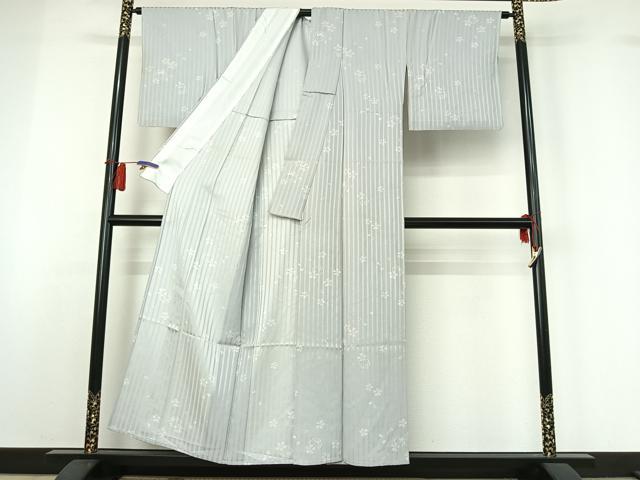 平和屋着物▽上質な小紋 単衣 雪輪花文 正絹 逸品 AABH5621jh