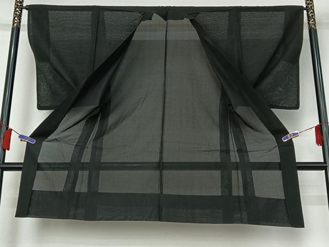 平和屋着物▽男性 長羽織 スリーシーズン 春夏秋 塵除け 暗黒色 正絹 逸品 AABJ8185ck