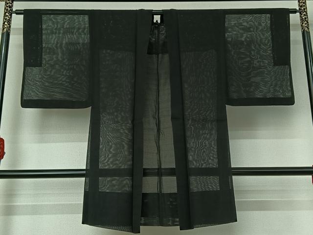 平和屋着物▽長羽織 スリーシーズン 春夏秋 塵除け 暗黒色 正絹 逸品 AABH5625jh