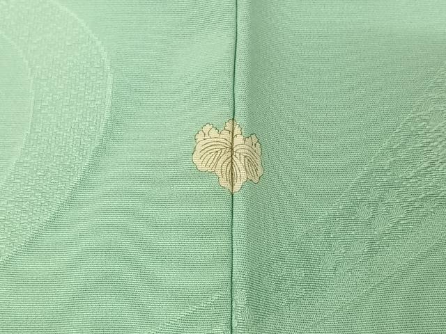 平和屋着物▽上質な色無地 単衣 束ね熨斗花地紋 錆青磁色 正絹 逸品 AABH5630jh