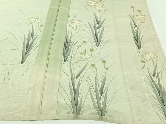 平和屋着物▽訪問着 無双 紗袷 紗×絽 草花文 正絹 逸品 AABH5635jh