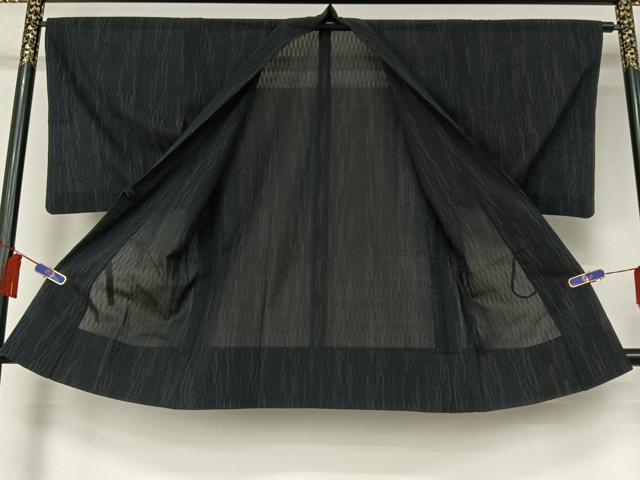 平和屋着物▽道中着 スリーシーズン 春夏秋 塵除け 変わり縞 黒地 正絹 逸品 AABH5650jh
