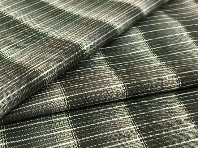 平和屋着物▽上質な紬 単衣 横段文 正絹 逸品 AABH5653jh