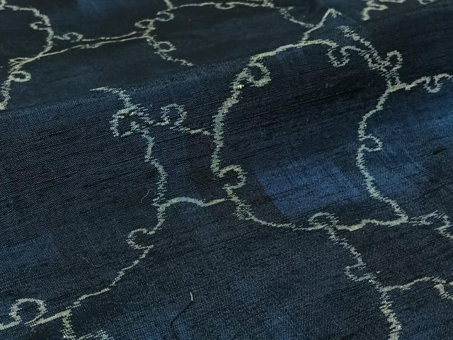 平和屋着物▽上質な紬 単衣 雪輪文 正絹 逸品 AABH5660jh
