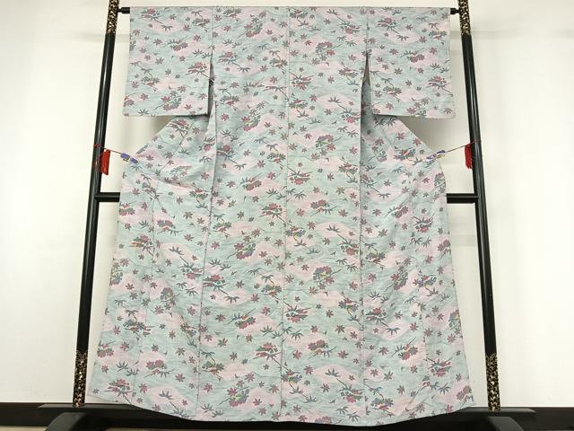 平和屋着物▽上質な小紋 単衣 草花文 やまと誂製 正絹 逸品 AABH5661jh