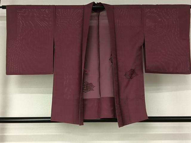 平和屋着物▽羽織 スリーシーズン 春夏秋 塵除け 風景花文 浅蘇芳色 正絹 逸品 AABH5680jh