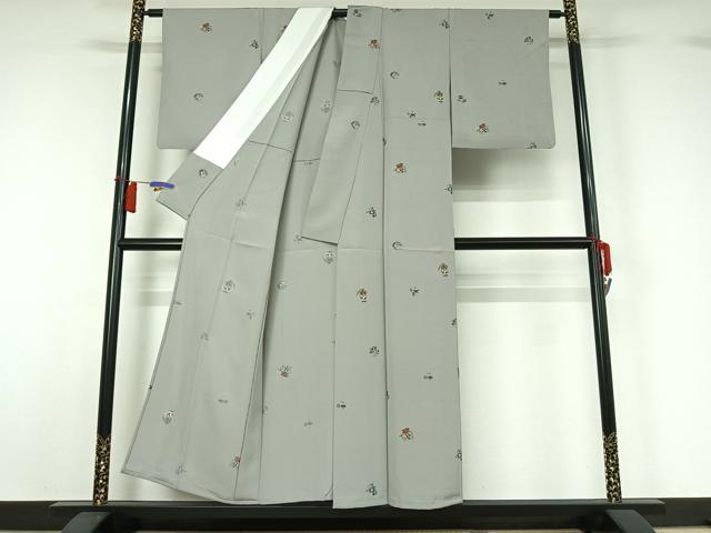 平和屋着物▽上質な小紋 単衣 宝尽くし花鳥文 金彩 正絹 逸品 AABH5682jh