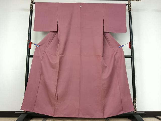 平和屋着物▽上質な色無地 単衣 石竹色 正絹 逸品 AABH5706jh