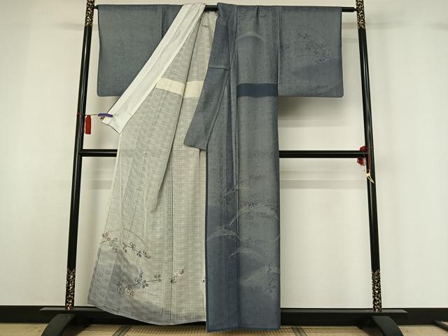 平和屋着物▽訪問着 無双 紗袷 紗×紗 芝花文 正絹 逸品 AABH5711jh