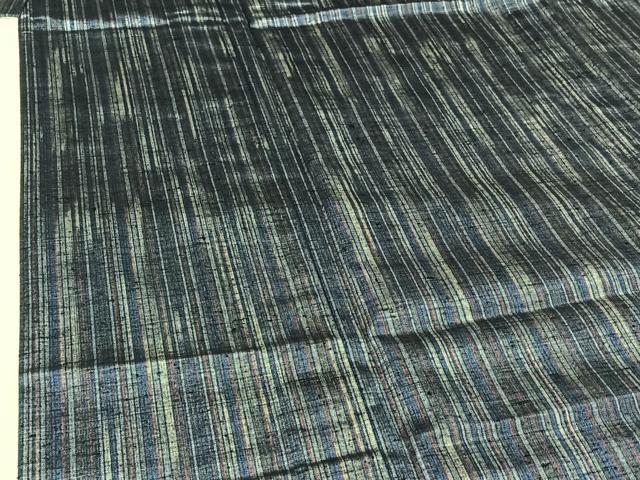 平和屋着物▽上質な紬 単衣 縞 やまと誂製 正絹 逸品 AABH5712jh