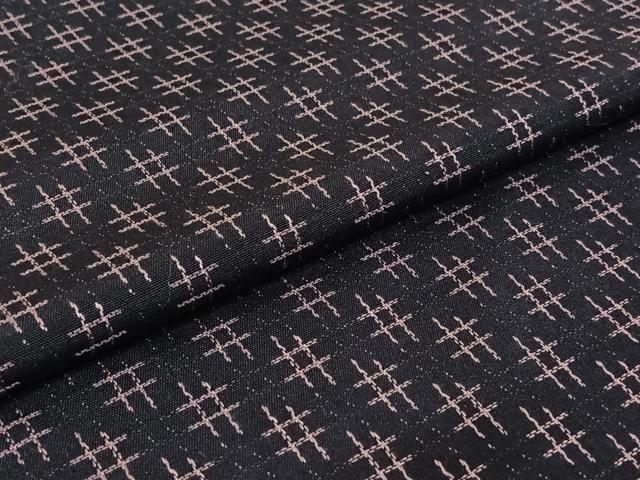 平和屋着物▽上質な紬 単衣 幾何学文様 正絹 逸品 AABH5717jh