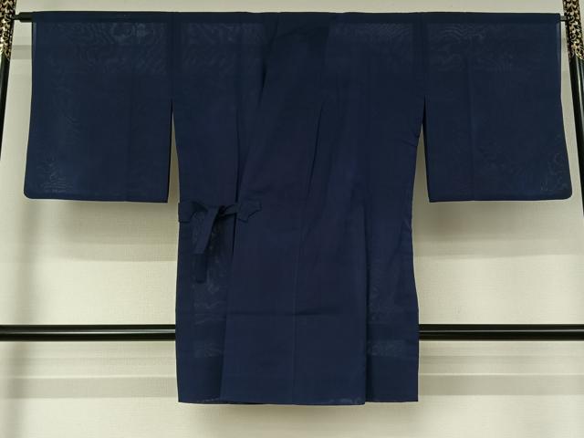 平和屋着物▽道中着 スリーシーズン 春夏秋 塵除け 草花地紋 鉄紺色 正絹 逸品 AABH5723jh
