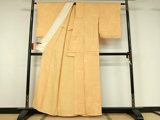 平和屋着物▽上質な色無地 単衣 樹林地紋 萱草色 正絹 逸品 AABH5725jh