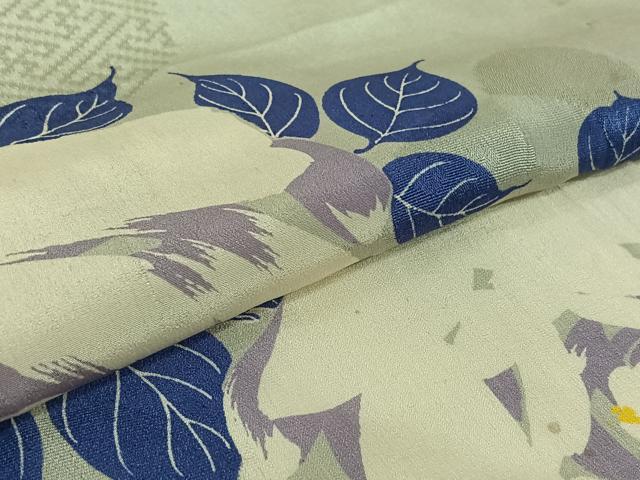 平和屋着物▽アンティーク 大正ロマン 小紋 単衣 草花文 正絹 逸品 AABH5728jh