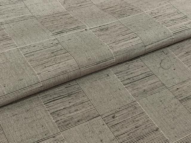 平和屋着物▽上質な紬 単衣 市松文様 正絹 逸品 AABH5737jh