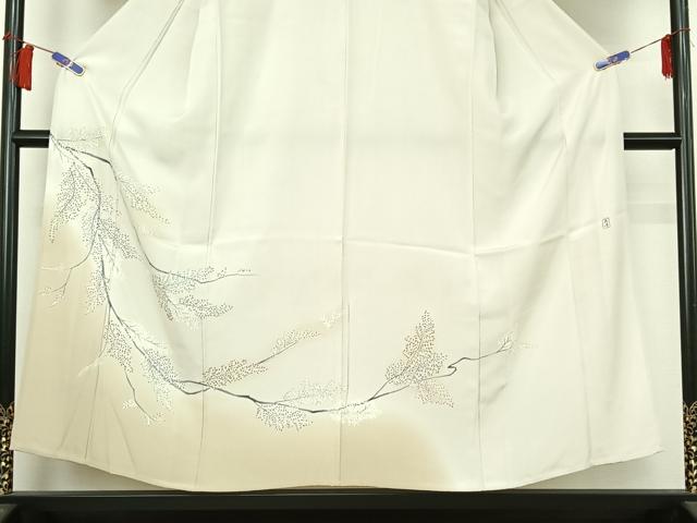 平和屋着物▽訪問着 単衣 作家物 手描き 枝葉文 暈し染め 正絹 逸品 AABH5743jh