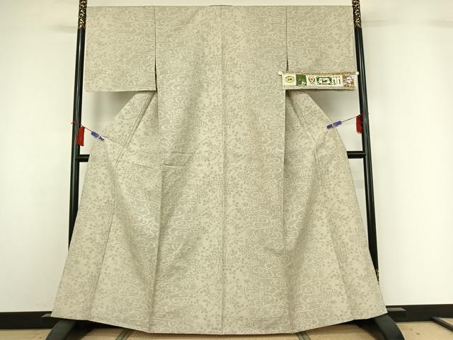 平和屋着物▽本場結城玉紬 単衣 80亀甲 流水花文 証紙付き 正絹 逸品 AABH5747jh