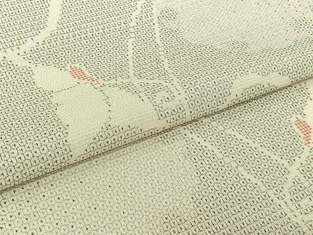 平和屋着物▽本塩沢 単衣 110亀甲 雪輪舞蝶文 正絹 逸品 AABH5748jh