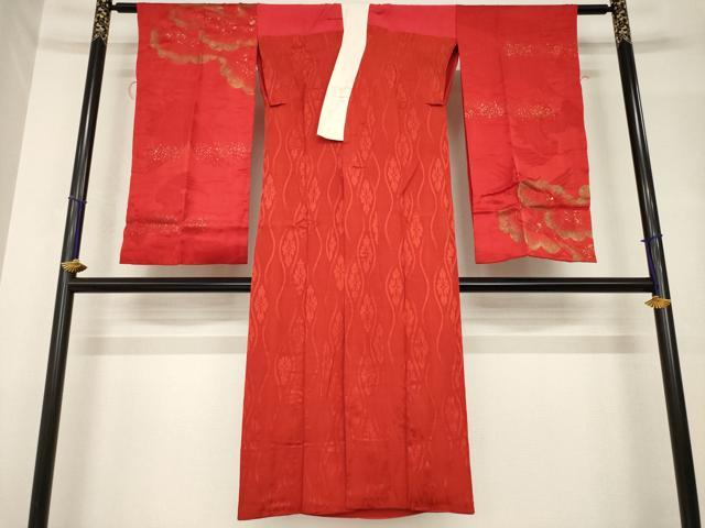 平和屋着物●アンティーク 大正ロマン 長襦袢 袷 立涌花文 金彩 正絹 逸品 AABH5762ck