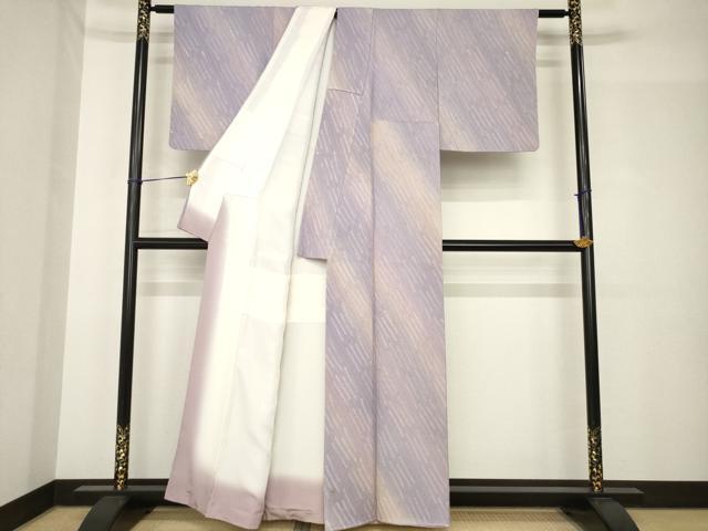 平和屋着物●上質な小紋 雨 暈し染め 正絹 逸品 AABH5763ck