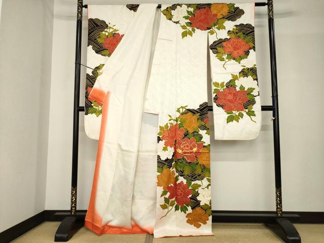 平和屋着物●豪華振袖 駒刺繍 草花文 金彩 正絹 逸品 AABH5768ck