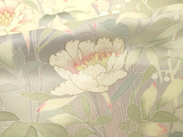 平和屋着物●訪問着 友禅 草花文 暈し染め 金彩 ロング丈 正絹 逸品 AABH5772ck