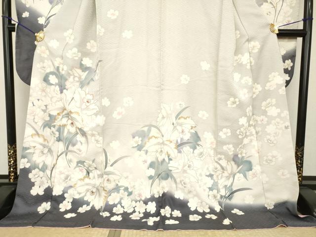 平和屋着物●豪華振袖 駒刺繍 草花文 金彩 ロング丈 正絹 逸品 AABH5775ck