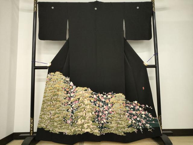 平和屋着物●豪華黒留袖 友禅 作家物 松竹梅 正絹 逸品 AABH5777ck