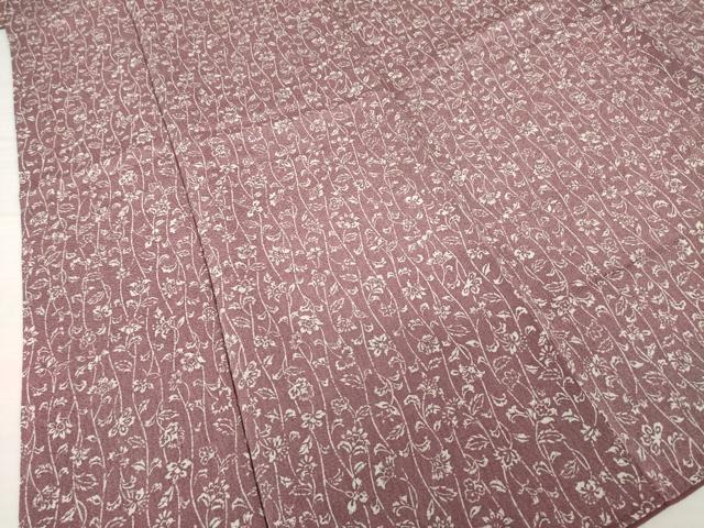 平和屋着物●上質な小紋 型染め 花蔦草文 正絹 逸品 AABH5793ck