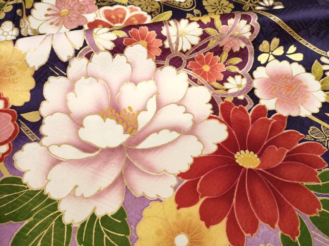 平和屋着物●豪華振袖 御所車雪輪花文 暈し染め 金彩 正絹 逸品 AABH5794ck