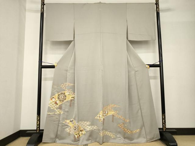 平和屋着物●豪華色留袖 友禅 駒刺繍 吉祥花文 金彩 正絹 逸品 AABH5801ck