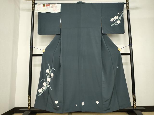 平和屋着物●本加賀友禅作家 吉田昌二 訪問着 胡蝶蘭 丹後ちりめん 反端付き 正絹 逸品 AABH5815ck
