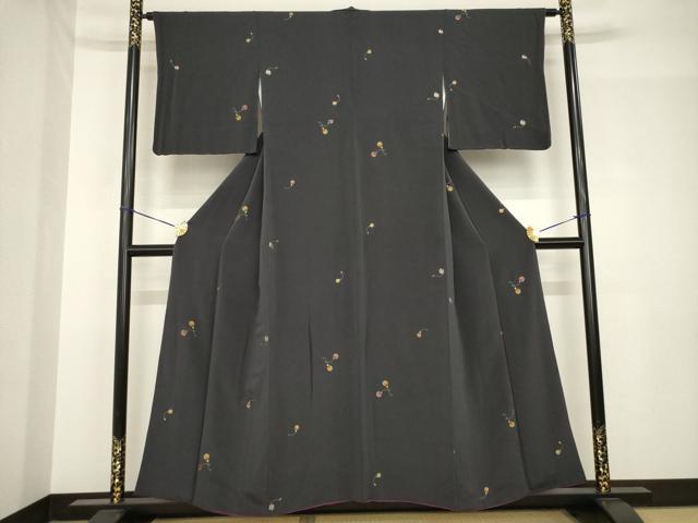 平和屋着物●上質な小紋 総刺繍 水風船 金糸 正絹 逸品 AABH5818ck