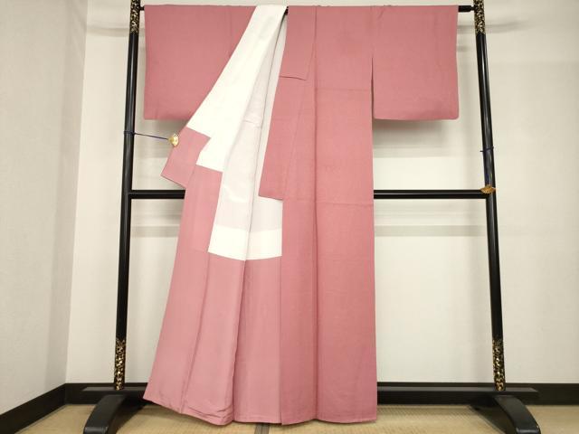 平和屋着物●上質な色無地 蘇芳香色 正絹 逸品 AABH5821ck
