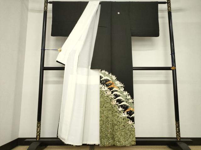 平和屋着物●豪華黒留袖 友禅 菊尽くし 正絹 逸品 AABH5822ck