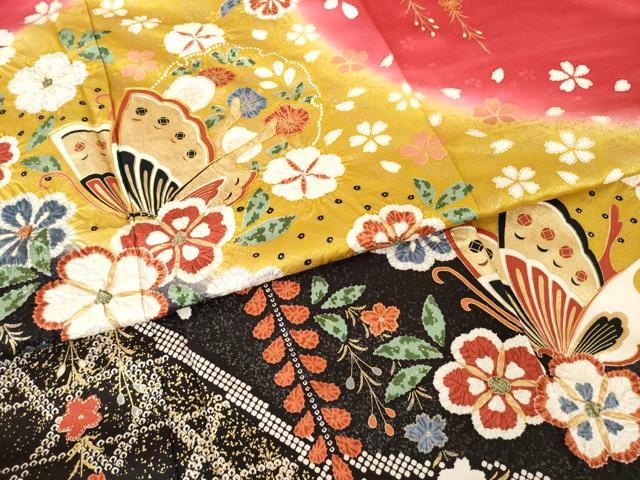 平和屋着物●豪華振袖 駒刺繍 雪輪花蝶文 金彩 正絹 逸品 AABH5831ck