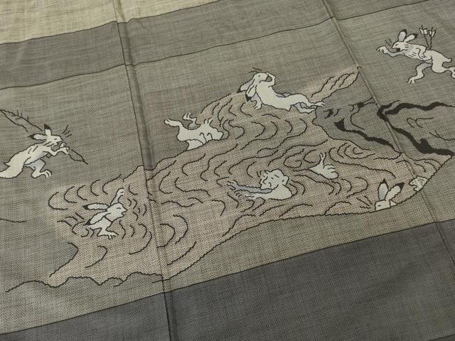 平和屋着物●本場大島紬 染大島 訪問着 鳥獣戯画 正絹 逸品 AABH5836ck