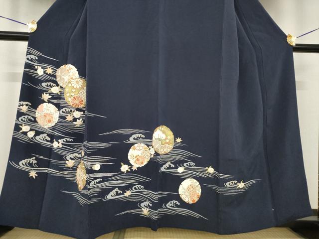 平和屋着物●訪問着 友禅 駒刺繍 雪輪花文 金彩 正絹 逸品 AABH5842ck