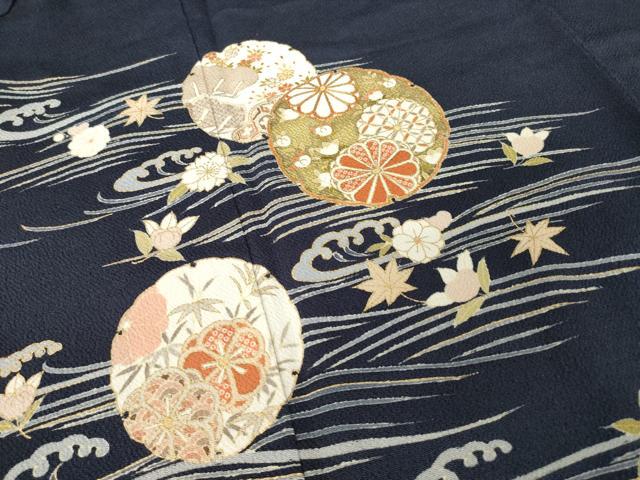平和屋着物●訪問着 友禅 駒刺繍 雪輪花文 金彩 正絹 逸品 AABH5842ck