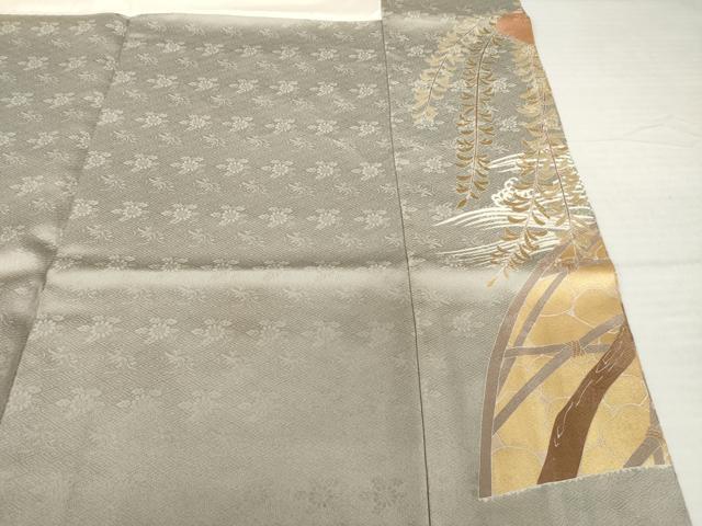 平和屋着物●豪華色留袖 駒刺繍 渡り橋地紙花文 金彩 正絹 逸品 AABH5851ck