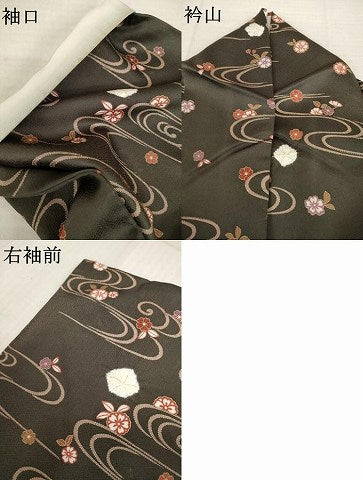 平和屋着物●上質な小紋 絞り 流水花文 金彩 正絹 逸品 AABH5859ck