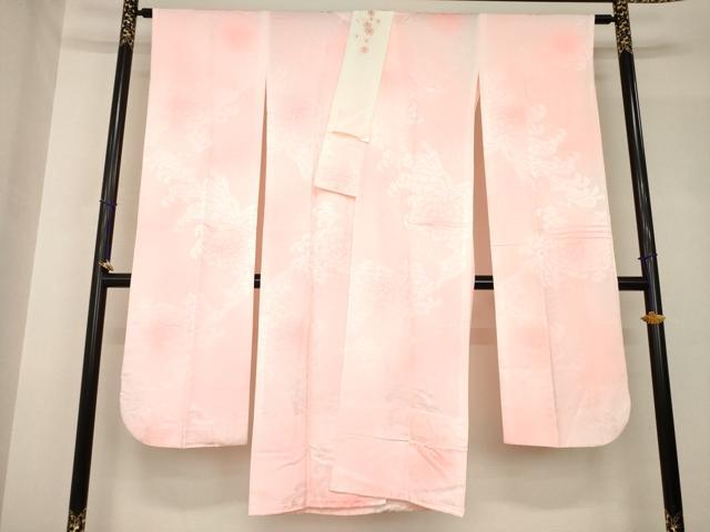 平和屋着物●振袖用長襦袢 無双仕立て 乱菊地紋 暈し染め 半衿刺繍 正絹 逸品 AABH5861ck