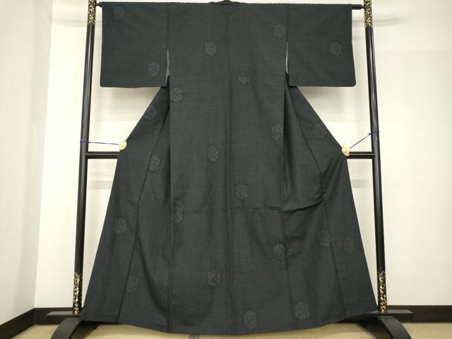 平和屋着物●結城紬 80亀甲 亀甲文 正絹 逸品 AABH5867ck