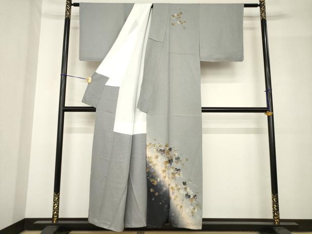 平和屋着物●訪問着 手描き 葡萄蔦草文 暈し染め 金彩 正絹 逸品 未使用 AABH5874ck