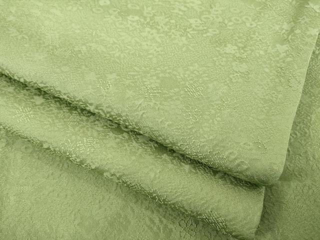 平和屋着物●上質な色無地 光琳菊地紋 黄海松茶色 正絹 逸品 AABH5892ck