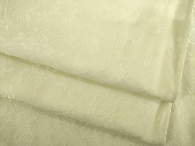 平和屋着物●上質な色無地 薔薇地紋 白橡色 正絹 逸品 AABH5893ck