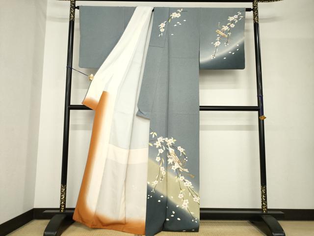 平和屋着物●訪問着 枝花文 暈し染め 正絹 逸品 AABH5895ck